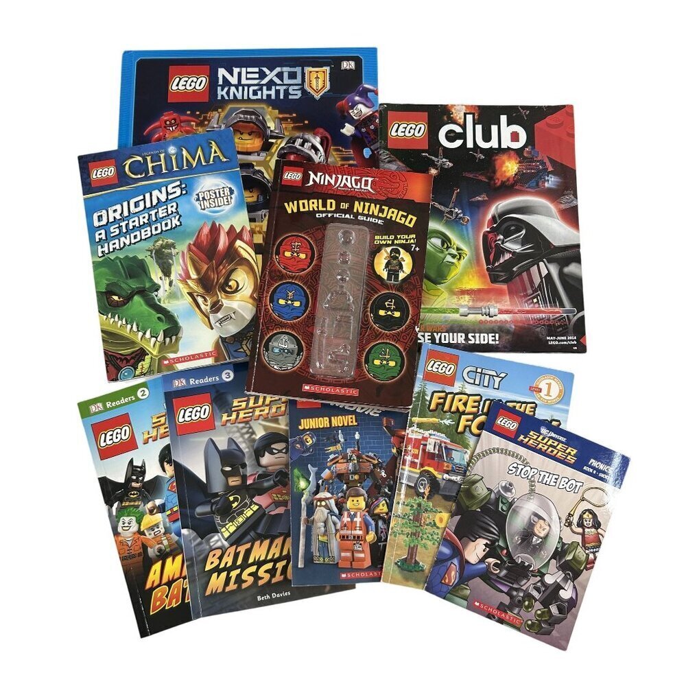 Lot of 9 LEGO Kids Boys Books Magazines Early Reading